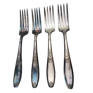 Lot 4 Dinner FORKS 1847 Rogers Bros. Antique AMBASSADOR Silverplate Ca 1919